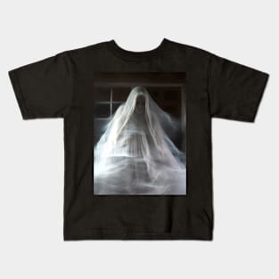 Halloween Ghost 3: Haunting Ghost Bride on a Dark Background Kids T-Shirt